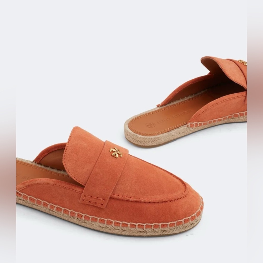 Tory Burch Orange Suede Seaside Espadrille Mule (#87637) Size 10 w/ Dust Bag